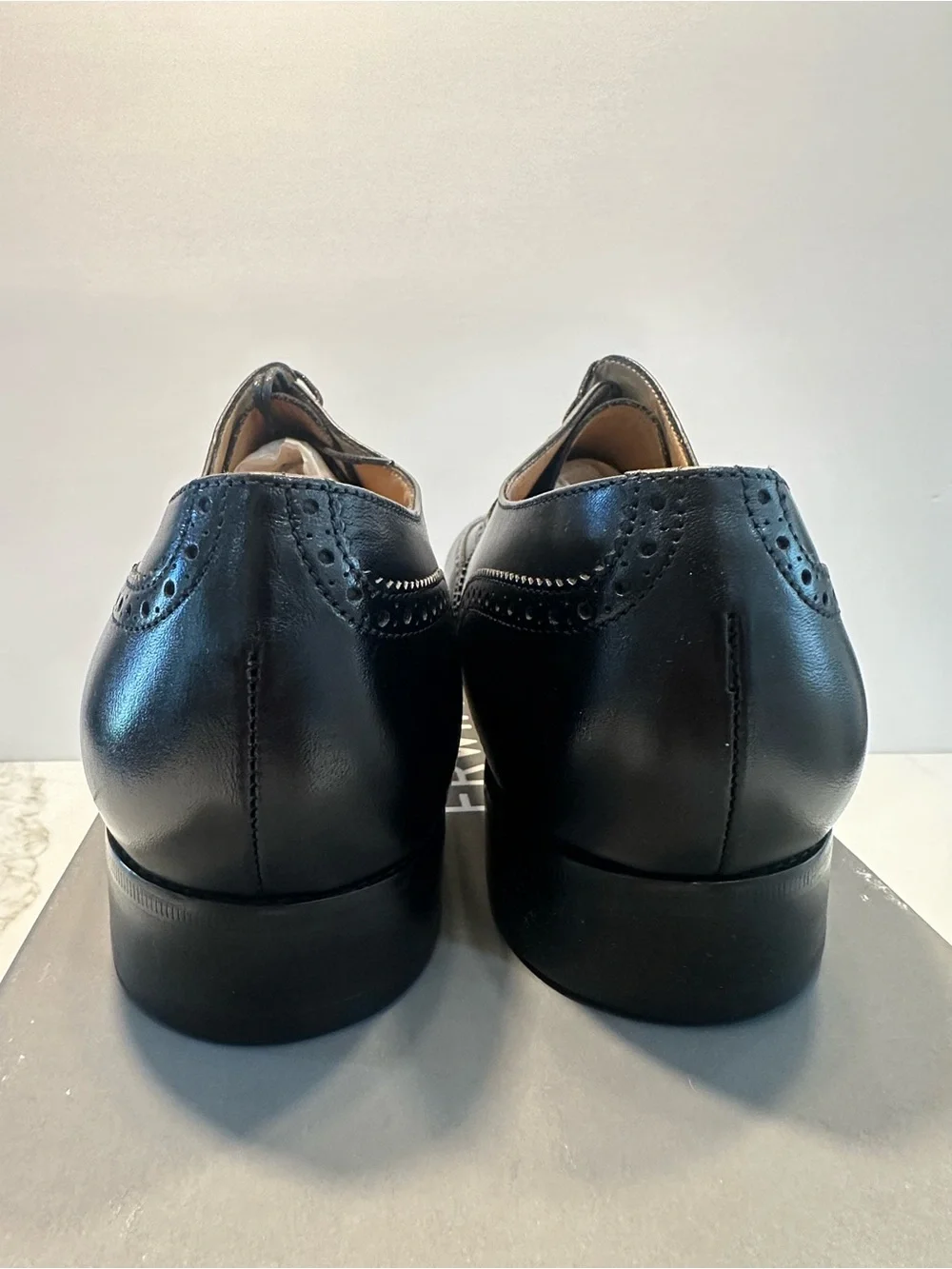 Men's Black Leather Brogue Derby Shoes
